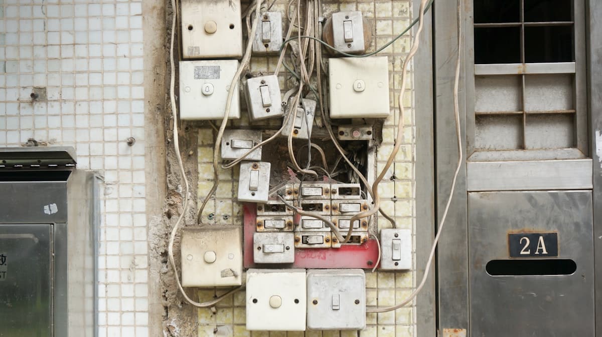 Residential electrical panel with circuit breakers — electrical contractor service
